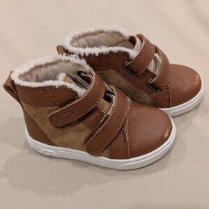 UGG Kids Rennon II Leather High Top Chestnut Brown Toddler Boots Size 7